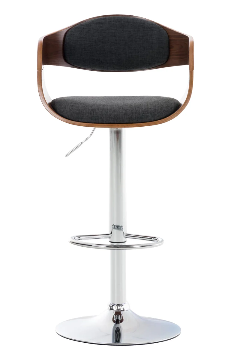 Tabouret de bar x1 design scandinave en tissu gris foncé et structure en bois couleur noyer 10_0005047