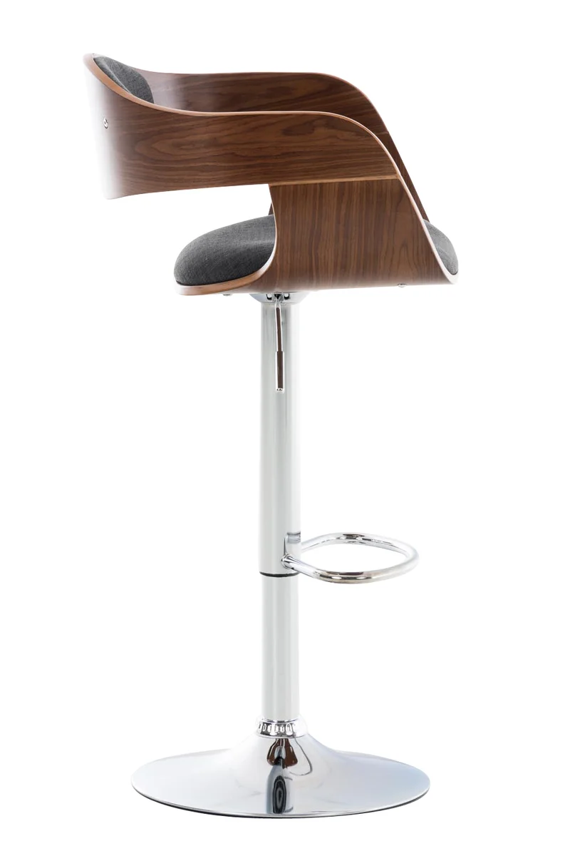 Tabouret de bar x1 design scandinave en tissu gris foncé et structure en bois couleur noyer 10_0005047