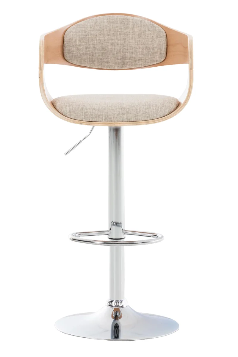 Tabouret de bar x1 design scandinave en tissu crème et structure en bois clair 10_0005050