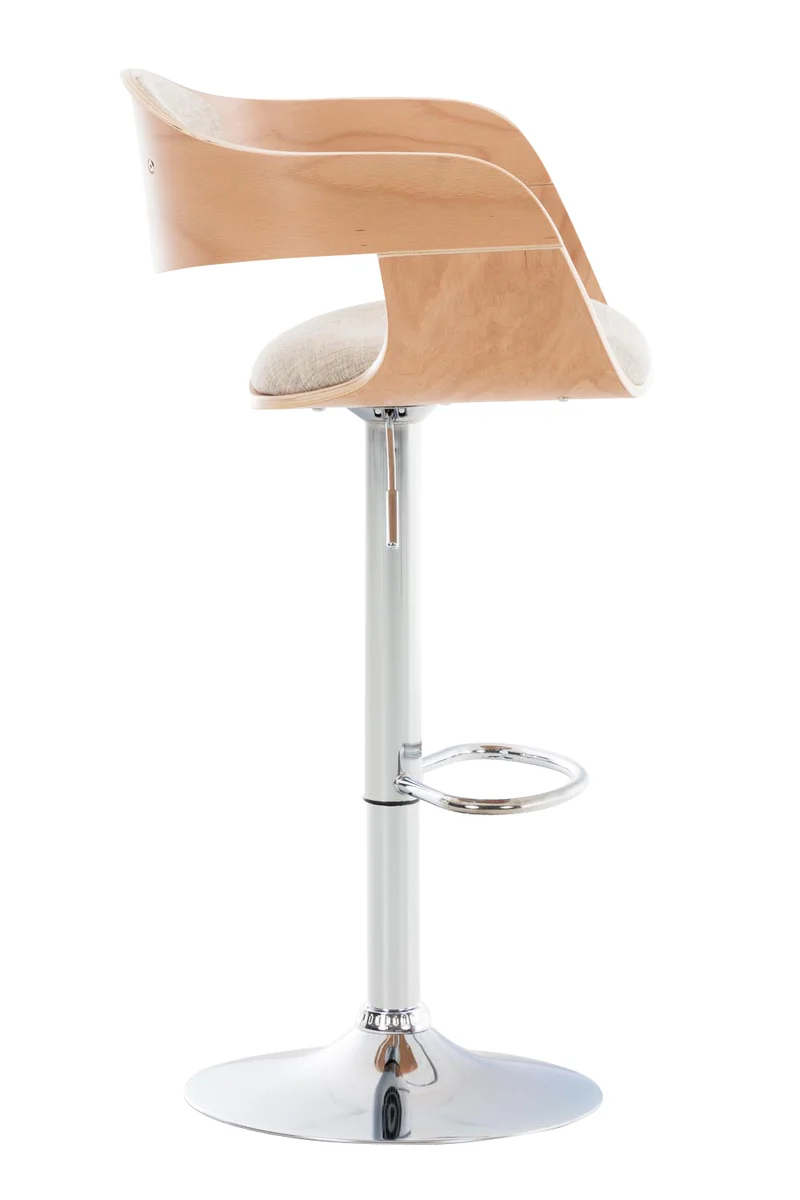 Tabouret de bar x1 design scandinave en tissu crème et structure en bois clair 10_0005050