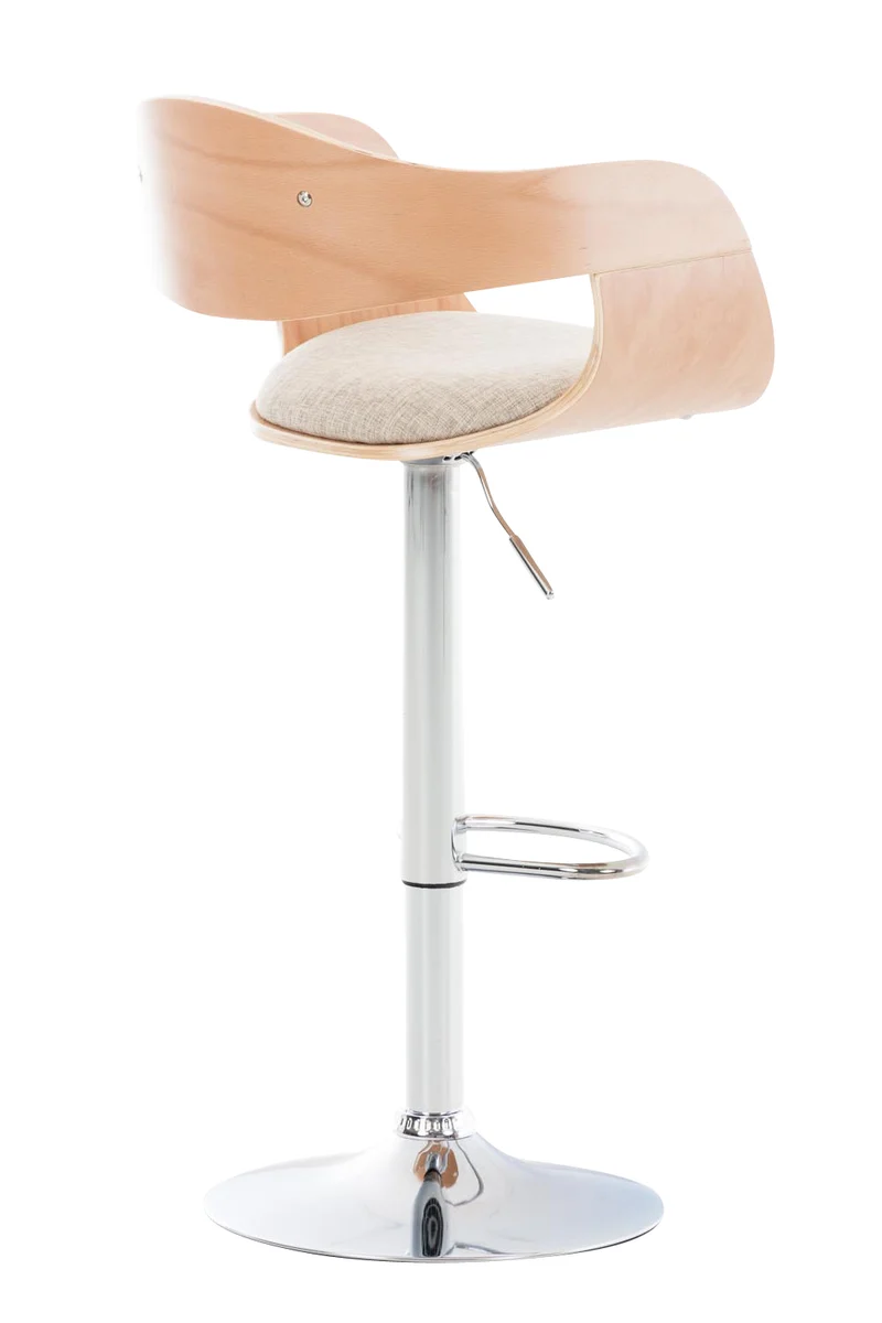 Tabouret de bar x1 design scandinave en tissu crème et structure en bois clair 10_0005050