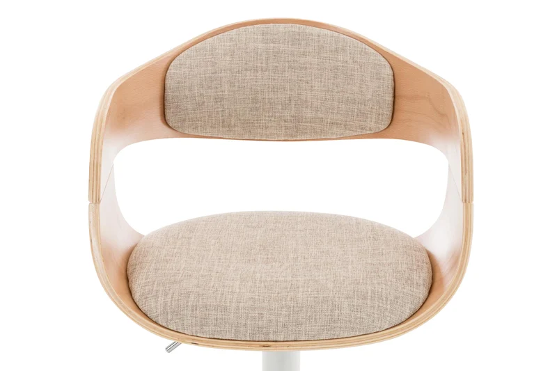 Tabouret de bar x1 design scandinave en tissu crème et structure en bois clair 10_0005050
