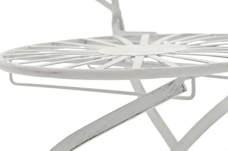 Chaise de jardin terrasse balcon design rustique en fer forgé blanc vieilli 10_0003005
