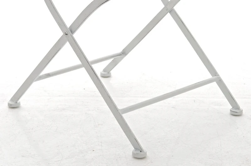 Chaise de jardin terrasse balcon design rustique en fer forgé blanc vieilli 10_0003005