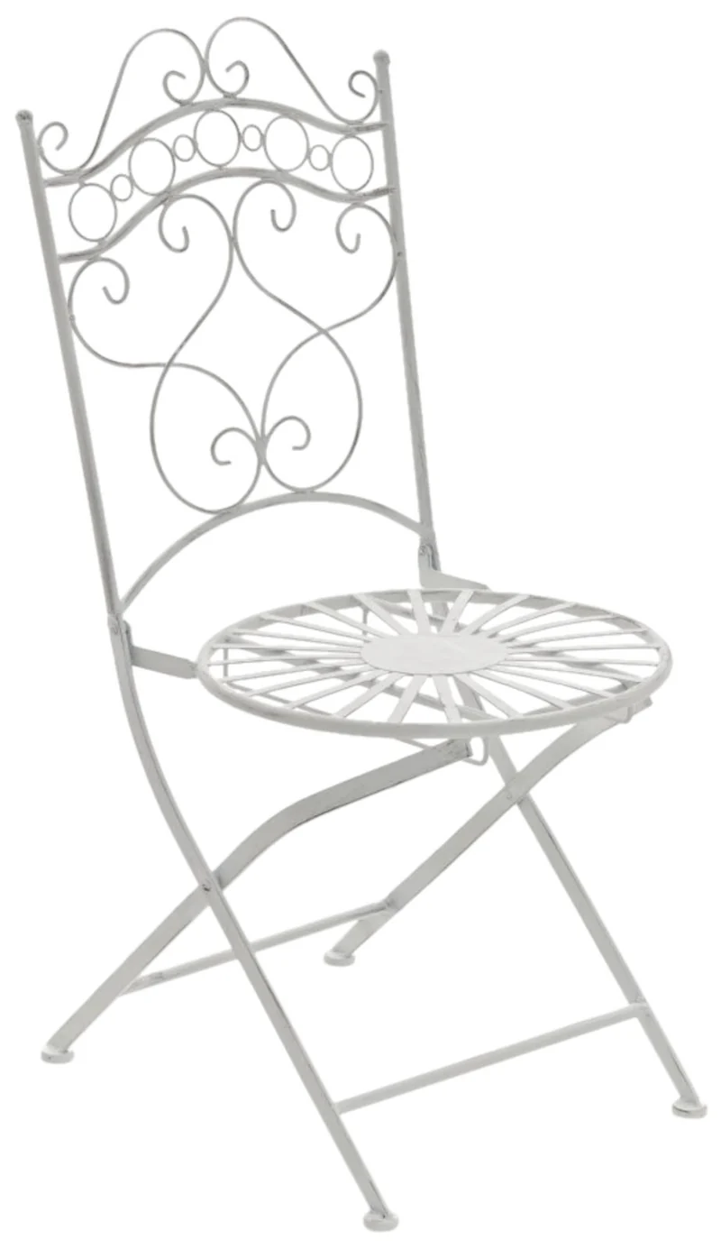 Lot de 2 chaises de jardin terrasse balcon design rustique en fer forgé blanc vieilli 10_0002862