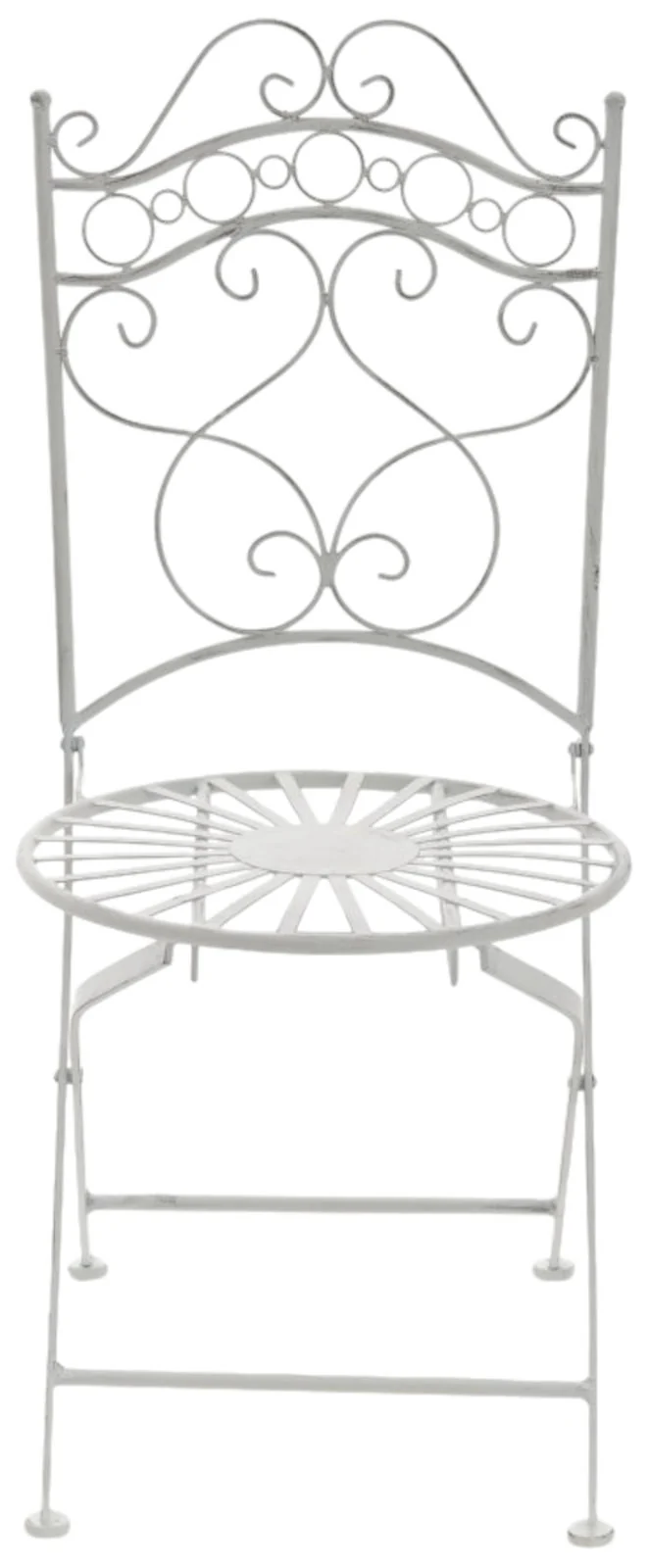 Lot de 2 chaises de jardin terrasse balcon design rustique en fer forgé blanc vieilli 10_0002862
