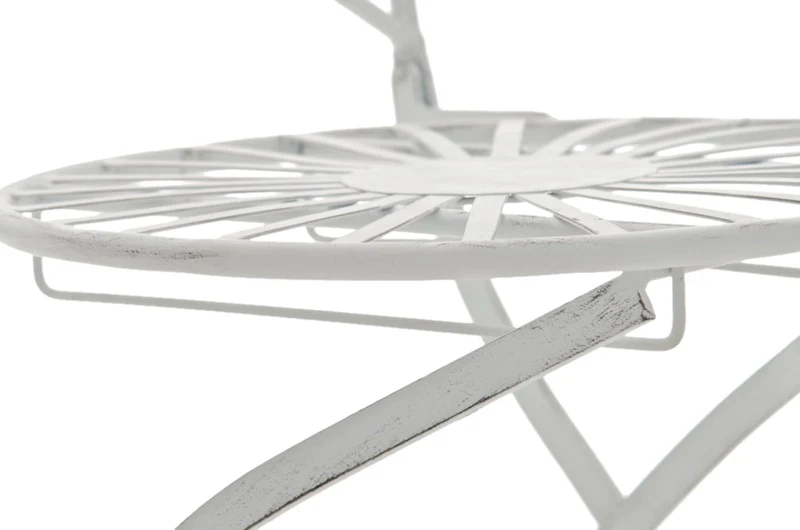 Lot de 2 chaises de jardin terrasse balcon design rustique en fer forgé blanc vieilli 10_0002862