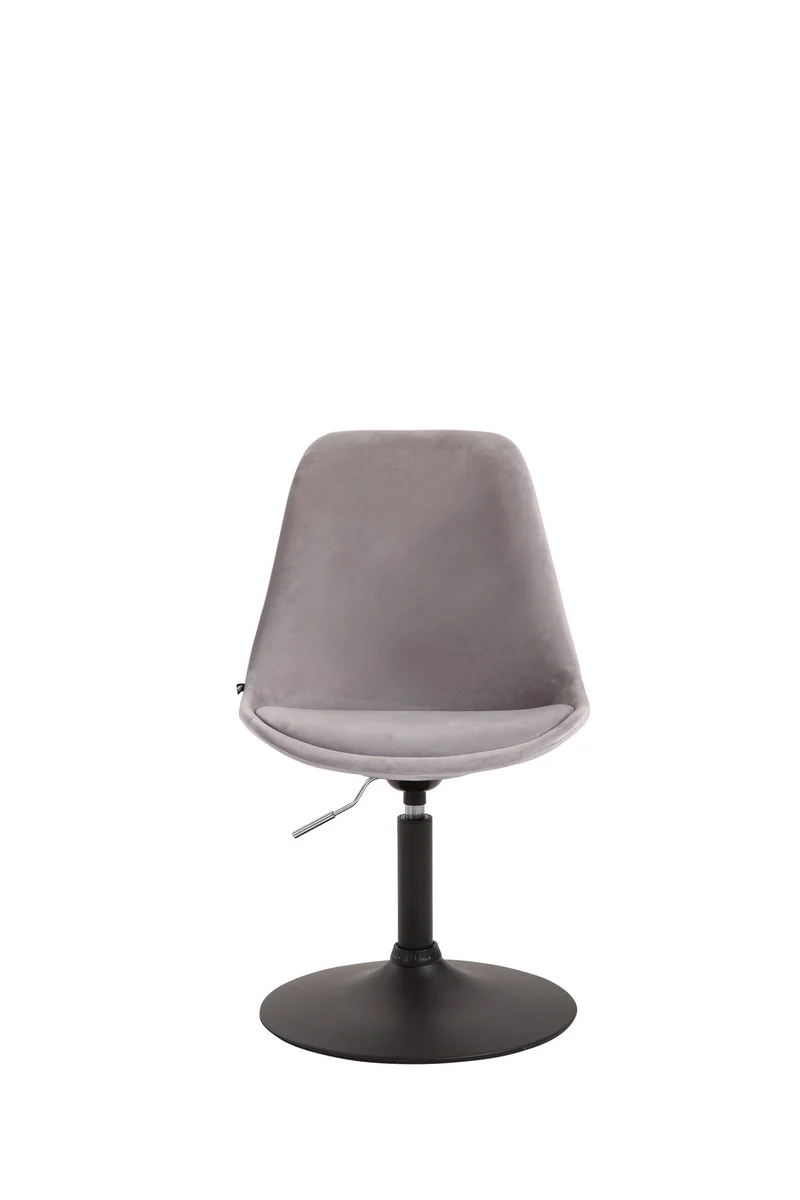 Chaise de salle à manger x1 pivotante hauteur réglable en velours gris et pied trompette en métal noir 10_0003500
