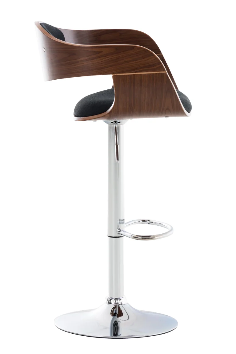Lot de 2 tabourets de bar design scandinave en tissu noir et structure en bois couleur noyer 10_0004248