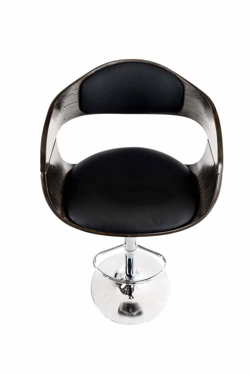 Lot de 2 tabourets de bar design scandinave en PVC noir et structure en bois gris 10_0004245