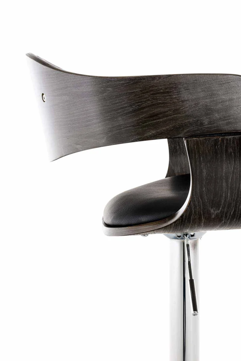 Lot de 2 tabourets de bar design scandinave en PVC noir et structure en bois gris 10_0004245