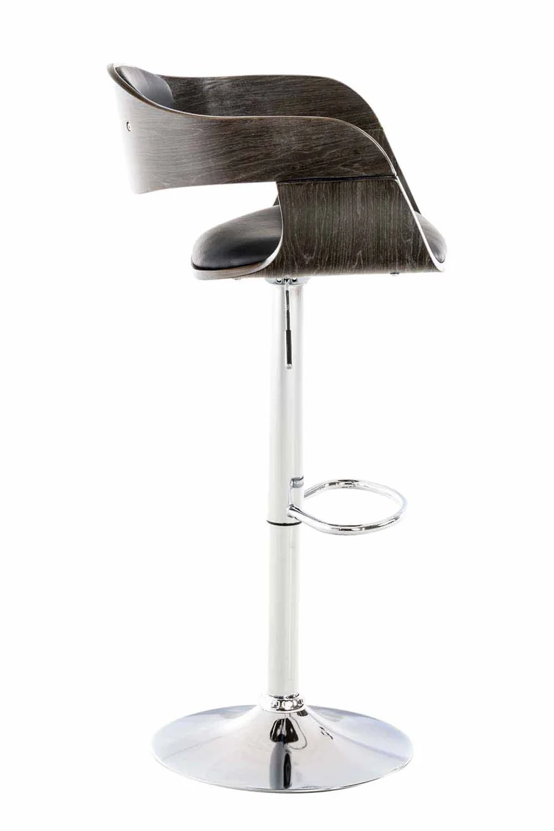 Lot de 2 tabourets de bar design scandinave en PVC noir et structure en bois gris 10_0004245