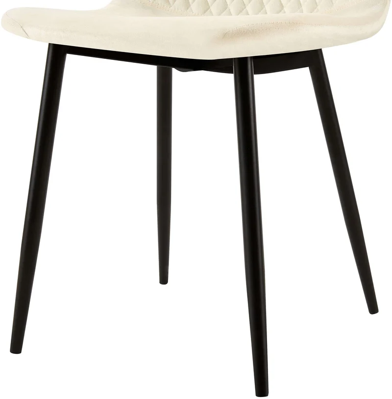 Chaise de salle à manger x1 couture en losange en velours crème et métal noir 10_0002250