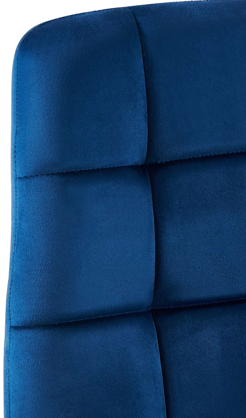 Chaise de salle à manger x1 coutures forme carrées en velours bleu foncé pieds en métal noir 10_0001966