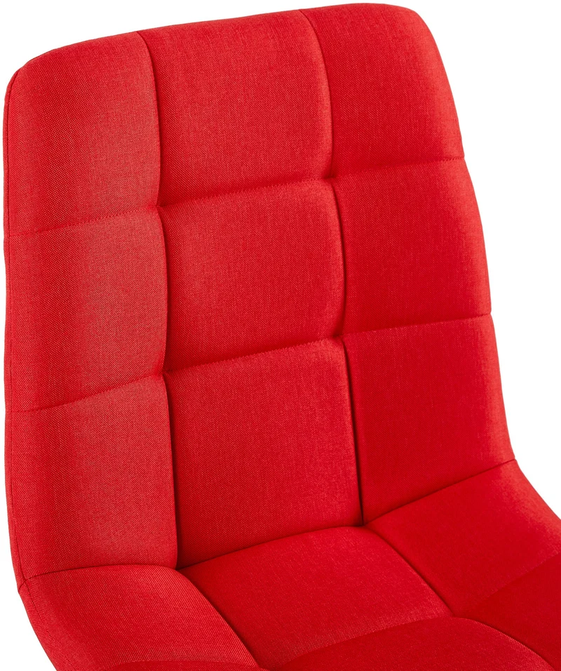 Chaise de salle à manger x1 coutures forme carrées en tissu rouge pieds en métal noir 10_0001972