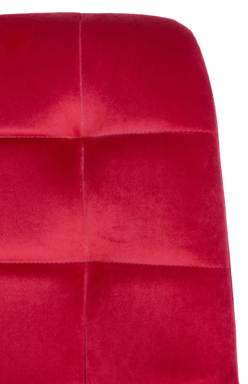 Chaise de salle à manger x1 coutures forme carrées en velours rouge pieds en métal noir 10_0001960