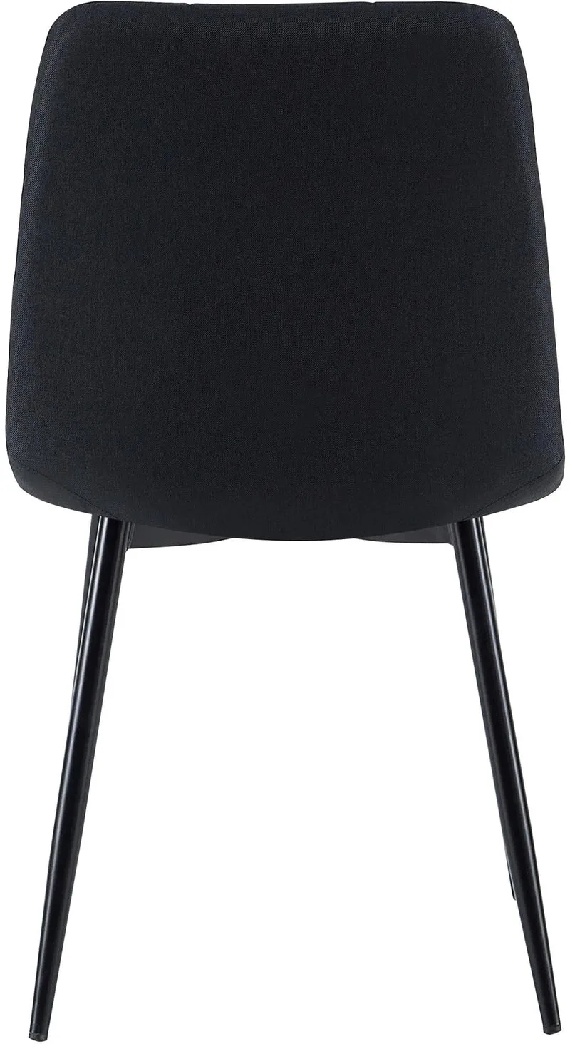 Chaise de salle à manger x1 coutures forme carrées en tissu noir pieds en métal noir 10_0001971