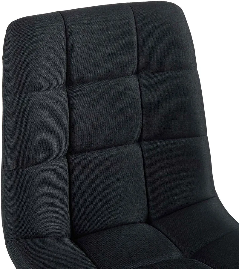 Chaise de salle à manger x1 coutures forme carrées en tissu noir pieds en métal noir 10_0001971