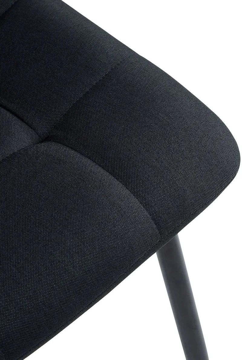 Chaise de salle à manger x1 coutures forme carrées en tissu noir pieds en métal noir 10_0001971