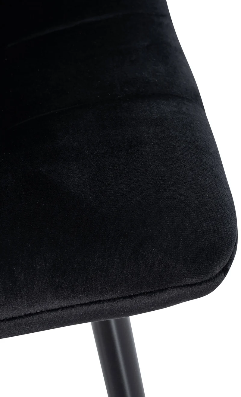 Chaise de salle à manger x1 coutures forme carrées en velours noir pieds en métal noir 10_0001957