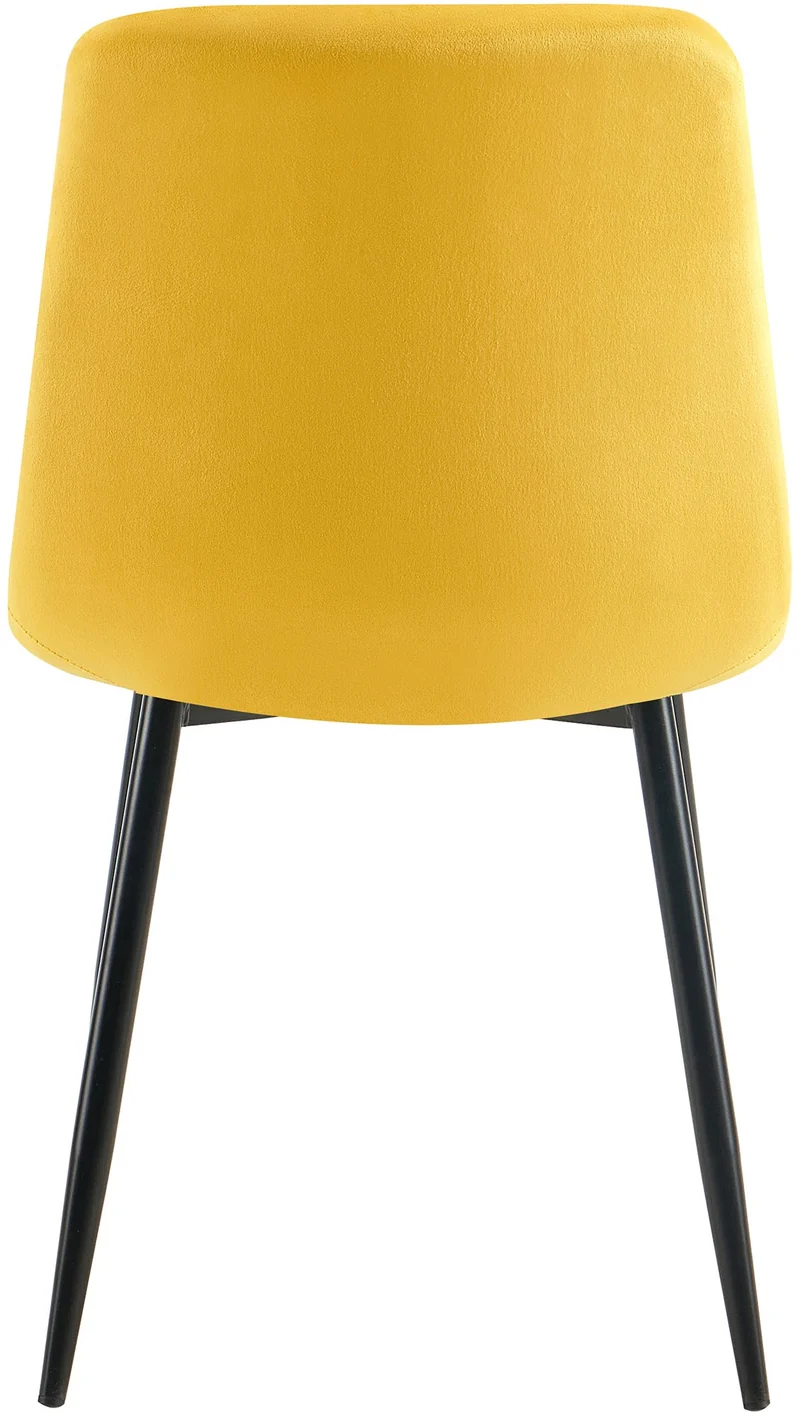 Chaise de salle à manger x1 coutures forme carrées en tissu velours jaune pieds en métal noir 10_0001967