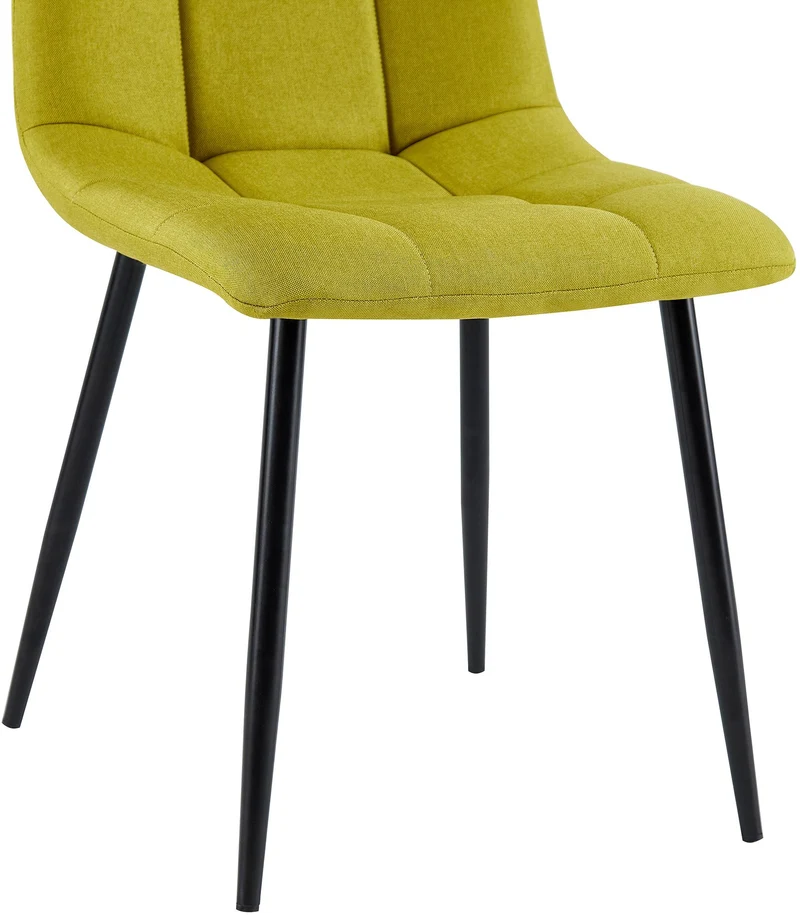 Chaise de salle à manger x1 coutures forme carrées en tissu vert pieds en métal noir 10_0001977