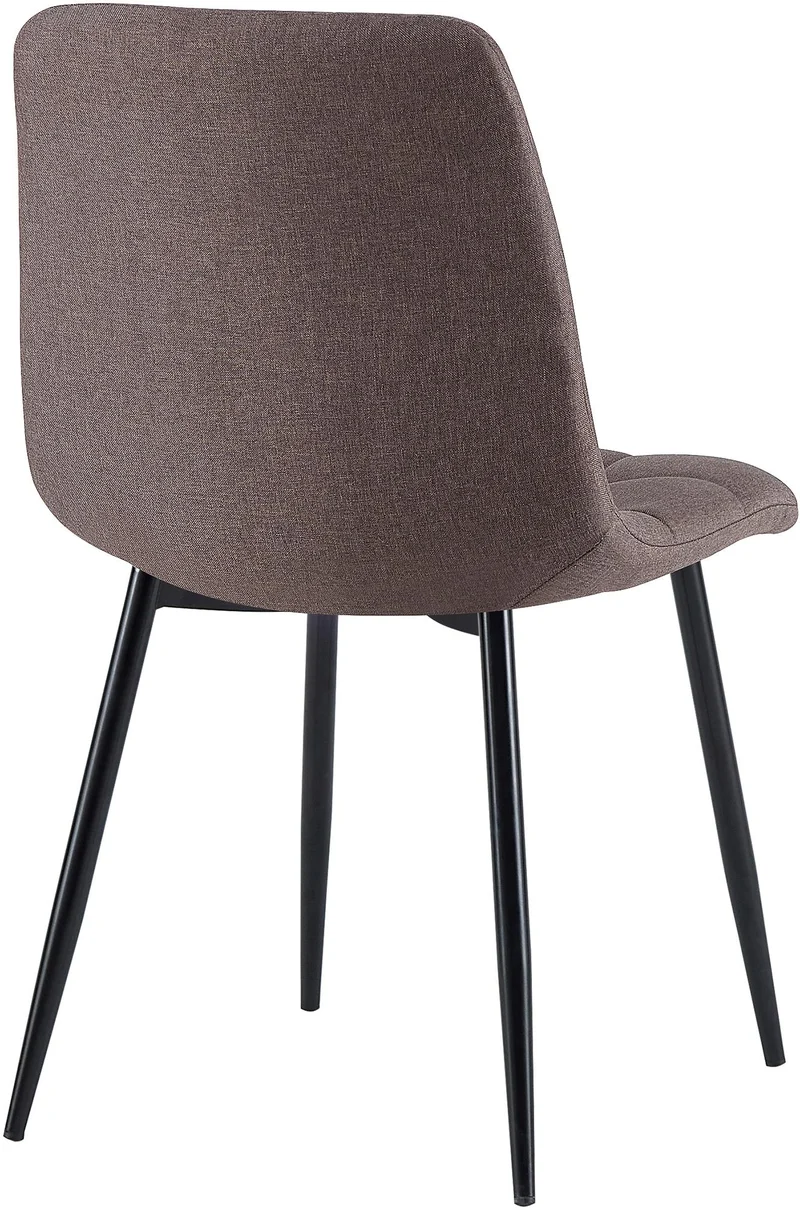 Chaise de salle à manger x1 coutures forme carrées en tissu marron pieds en métal noir 10_0001975