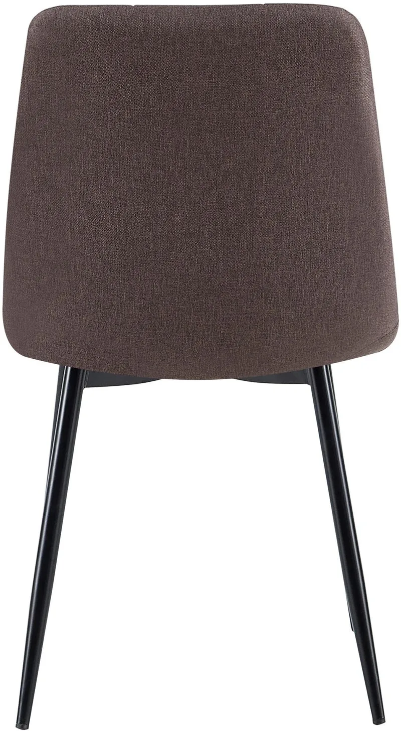 Chaise de salle à manger x1 coutures forme carrées en tissu marron pieds en métal noir 10_0001975