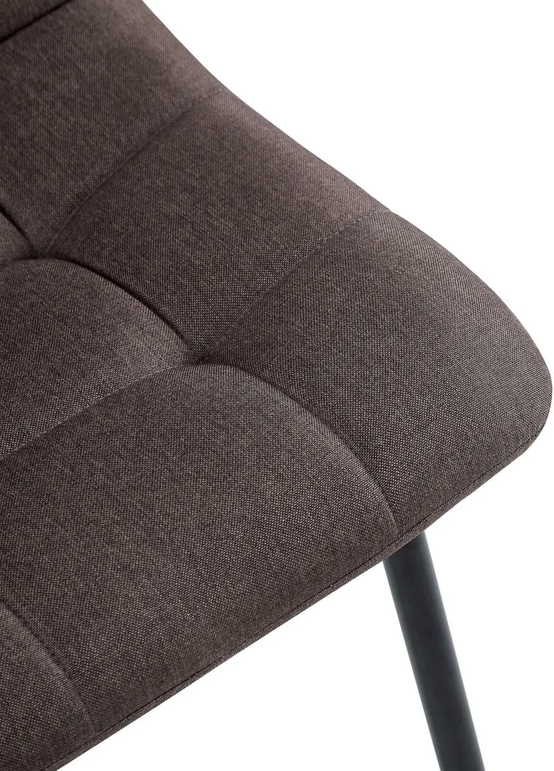 Chaise de salle à manger x1 coutures forme carrées en tissu marron pieds en métal noir 10_0001975