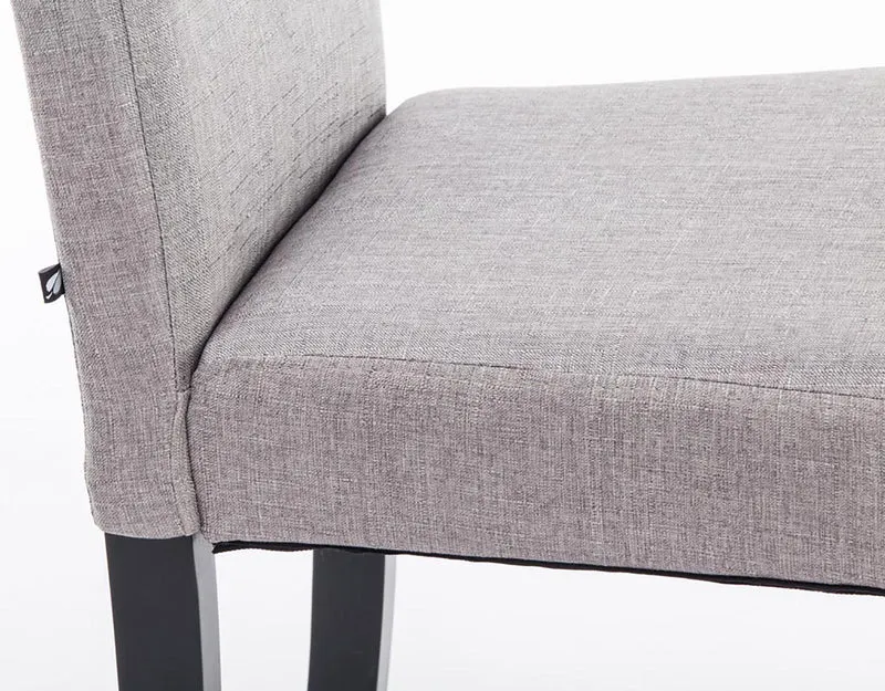 Chaise de salle à manger x1 design moderne en tissu gris clair et pieds en bois noir 10_0002033