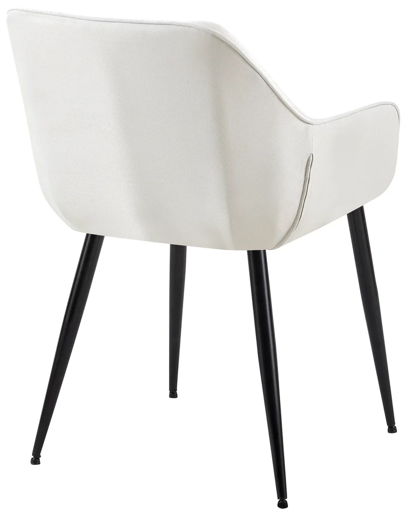 Chaise de salle à manger bureau salle d'attente x1 en tissu crème et métal noir 10_0002151