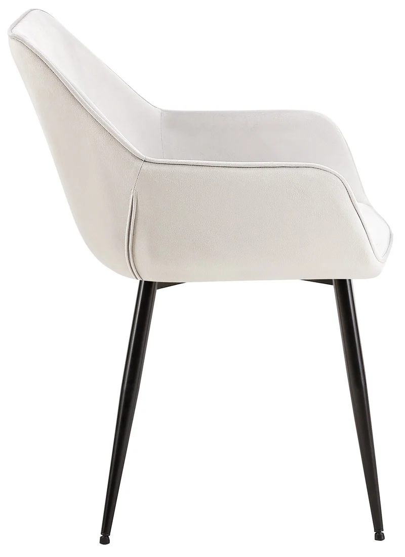 Chaise de salle à manger bureau salle d'attente x1 en tissu velours gris clair et métal noir 10_0002149