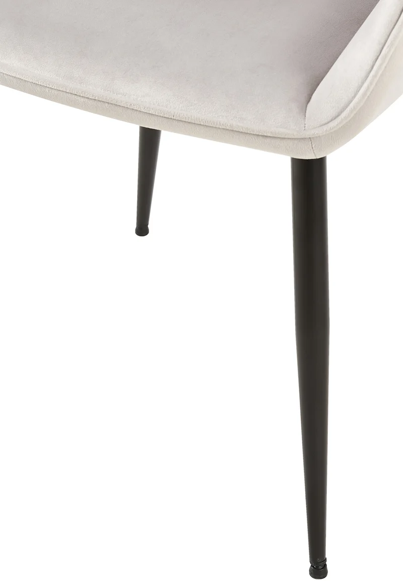 Chaise de salle à manger bureau salle d'attente x1 en tissu velours gris clair et métal noir 10_0002149