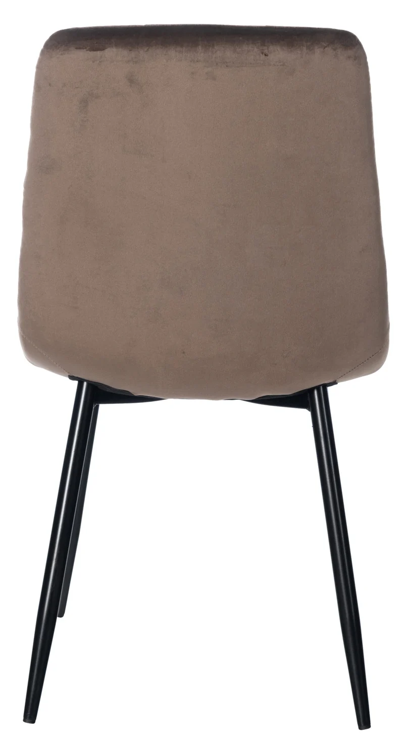 Chaise de salle à manger x1 coutures forme carrées en tissu velours marron pieds en métal noir 10_0001962