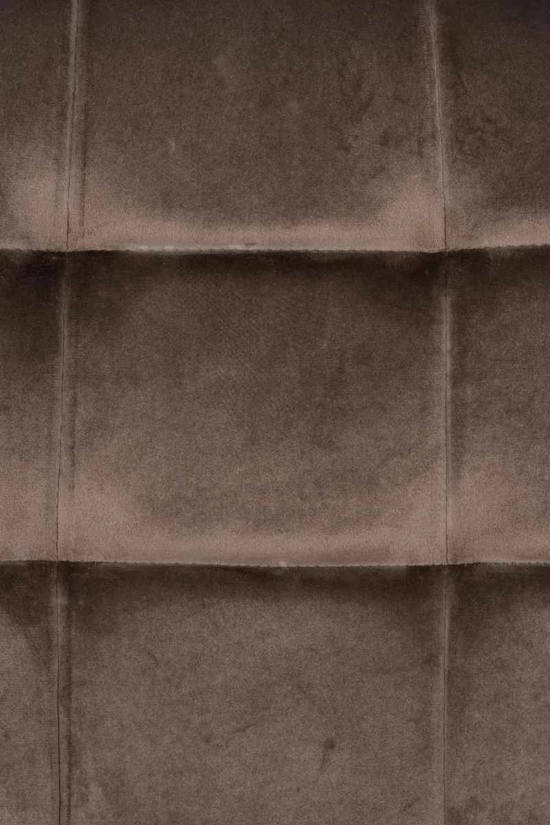 Chaise de salle à manger x1 coutures forme carrées en tissu velours marron pieds en métal noir 10_0001962