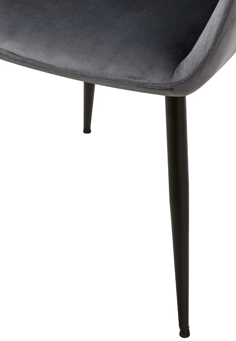 Chaise de salle à manger bureau salle d'attente x1 en velours gris foncé et métal noir 10_0002148