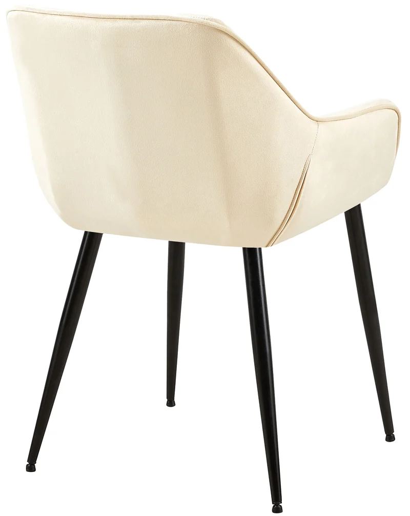 Chaise de salle à manger bureau salle d'attente x1 en tissu velours crème et métal noir 10_0002150