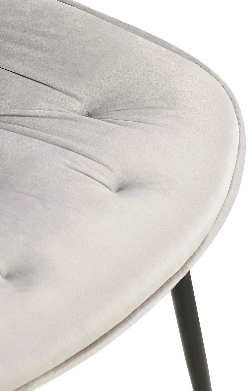 Chaise de salle à manger x1 assise et dossier capitonné en velours gris et métal noir 10_0002165