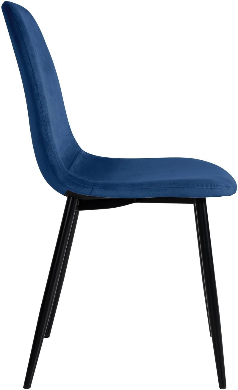 Chaise de salle à manger x1 design simple avec pieds en métal noir assise en velours bleu 10_0002061