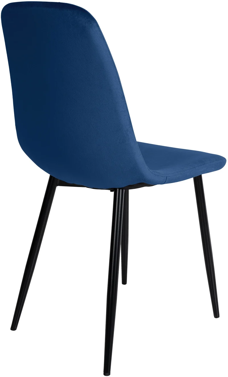 Chaise de salle à manger x1 design simple avec pieds en métal noir assise en velours bleu 10_0002061