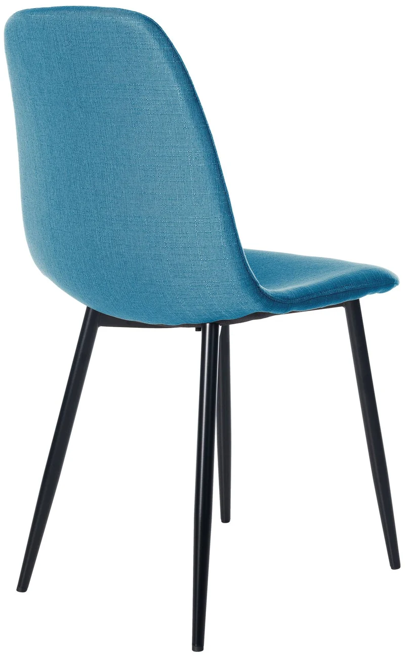 Chaise de salle à manger x1 design simple avec pieds en métal noir assise en tissu bleu 10_0002070
