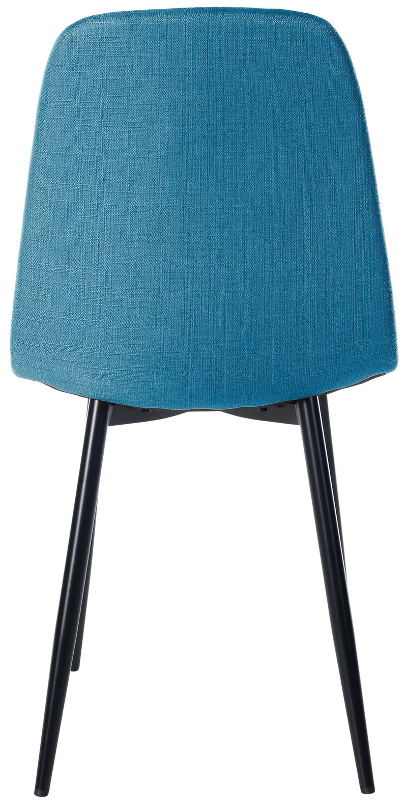 Chaise de salle à manger x1 design simple avec pieds en métal noir assise en tissu bleu 10_0002070