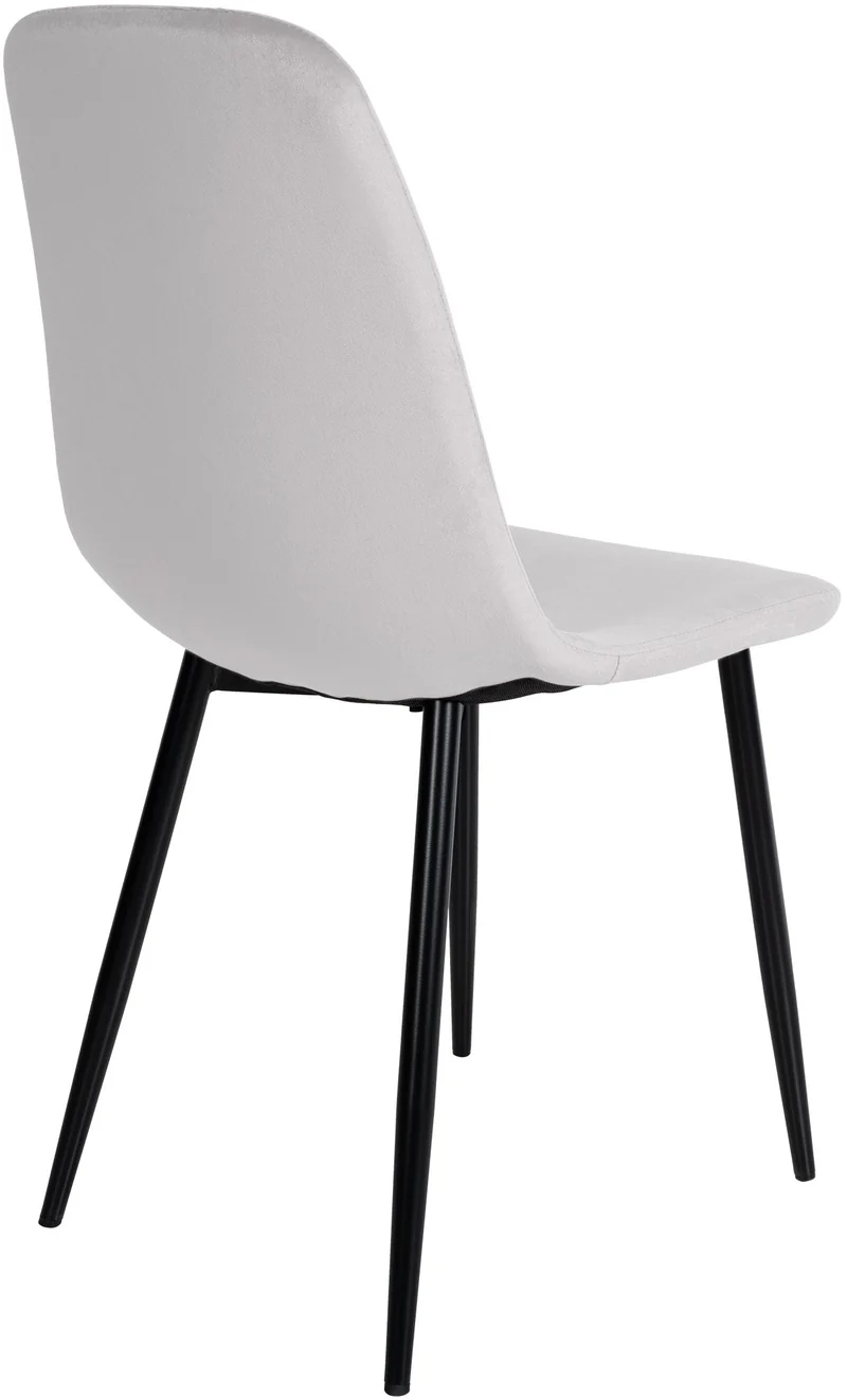 Chaise de salle à manger x1 design simple avec pieds en métal noir assise en velours crème 10_0002064