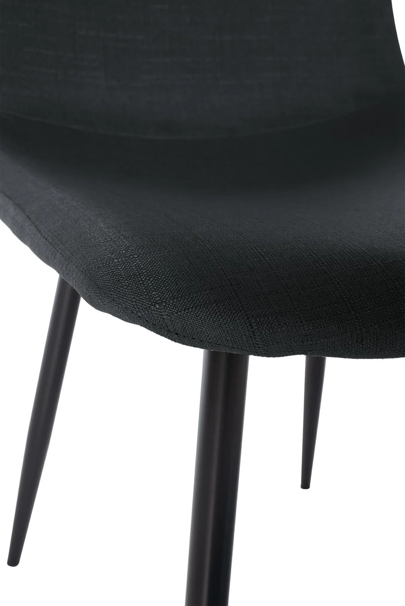 Chaise de salle à manger x1 design simple avec pieds en métal noir assise en tissu noir 10_0002073