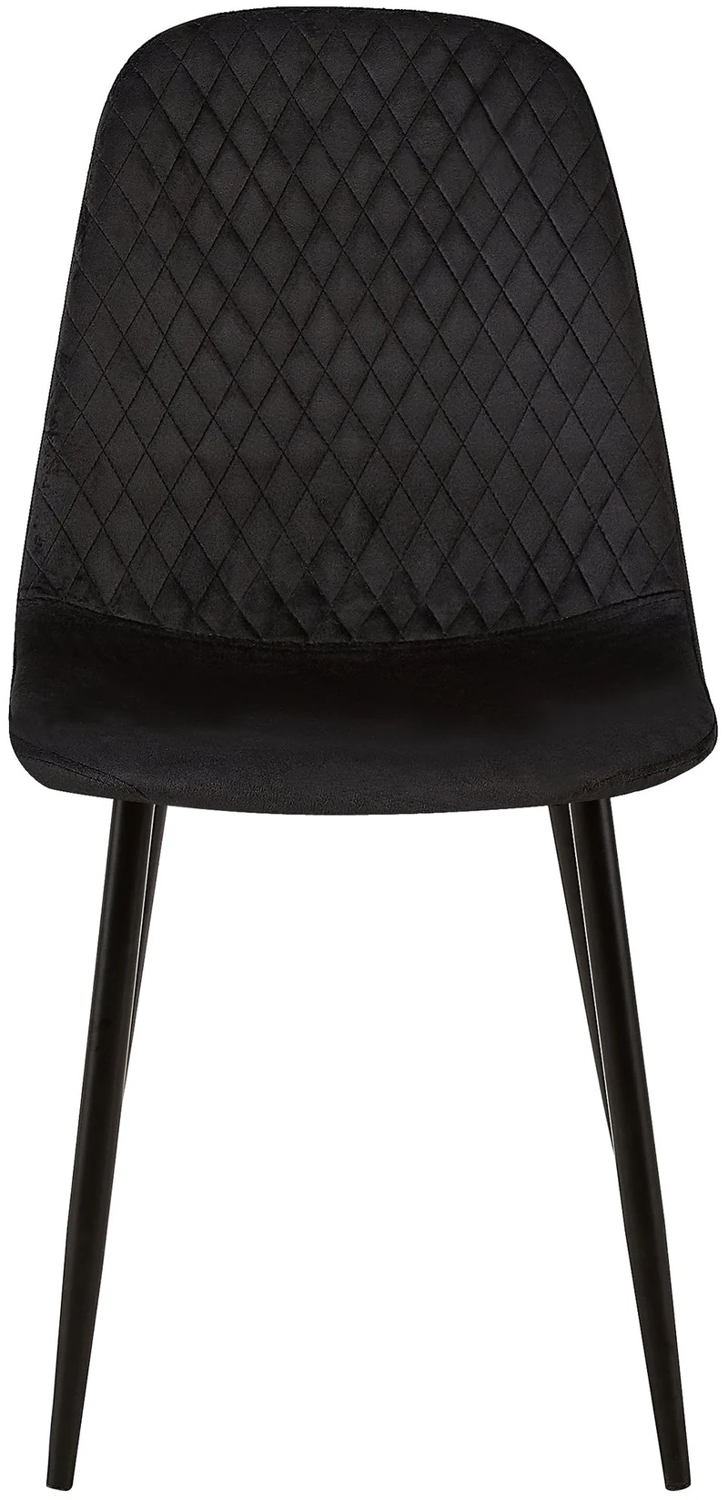 Chaise de salle à manger x1 coutures décoratives losanges assise en velours noir pieds métal noir mat 10_0002245