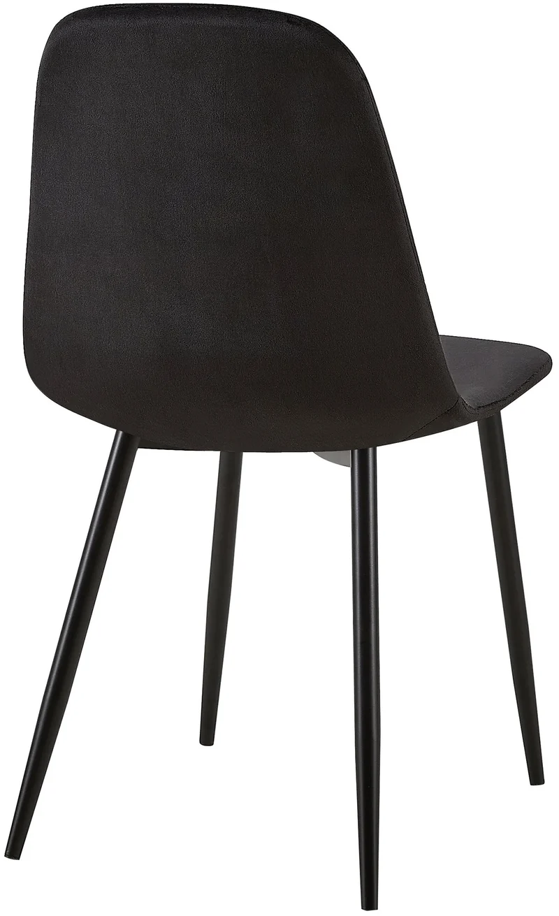 Chaise de salle à manger x1 coutures décoratives losanges assise en velours noir pieds métal noir mat 10_0002245