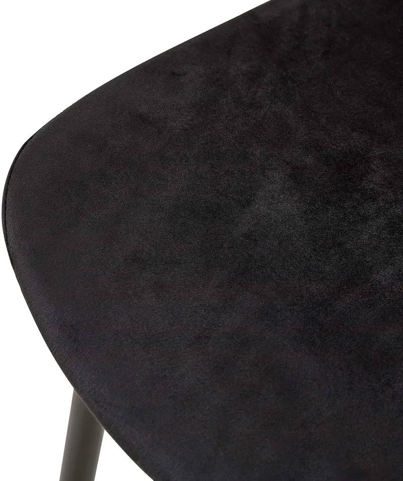 Chaise de salle à manger x1 coutures décoratives losanges assise en velours noir pieds métal noir mat 10_0002245