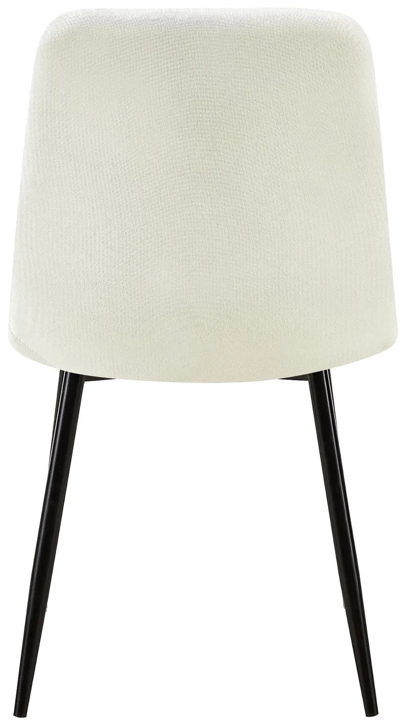Chaise de salle à manger x1 coutures décoratives verticales assise en tissu crème pieds en métal noir 10_0002211
