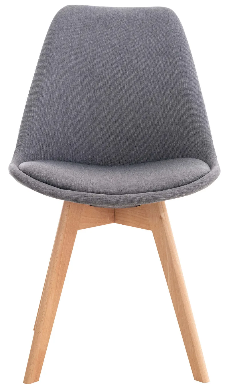 Chaise de salle à manger x1 design scandinave en tissu gris et pieds en bois clair 10_0002295