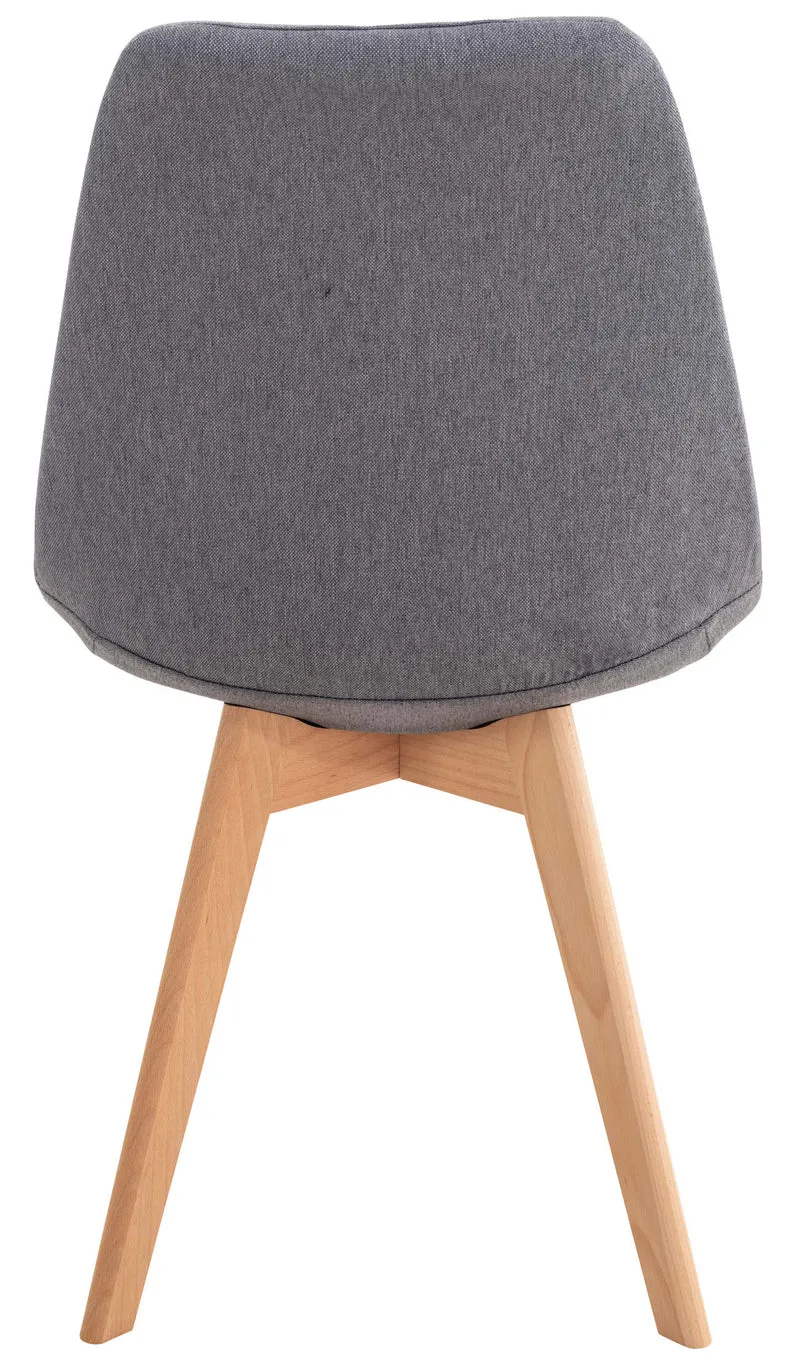 Chaise de salle à manger x1 design scandinave en tissu gris et pieds en bois clair 10_0002295